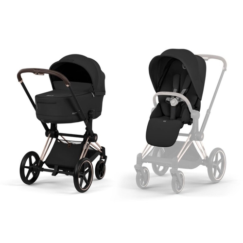Carrinho de Bebé Cybex Priam Comfort Rosegold com Alcofa Dobrável