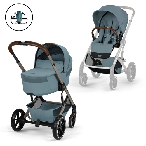 Carrinho de Bebé Cybex Balios S Lux Taupe com Alcofa Dobrável
