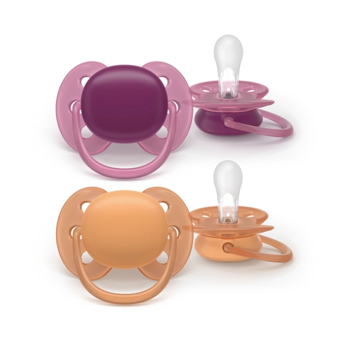 2 Chupetas Philips Avent Ultra Soft Lisa Menina 18m+