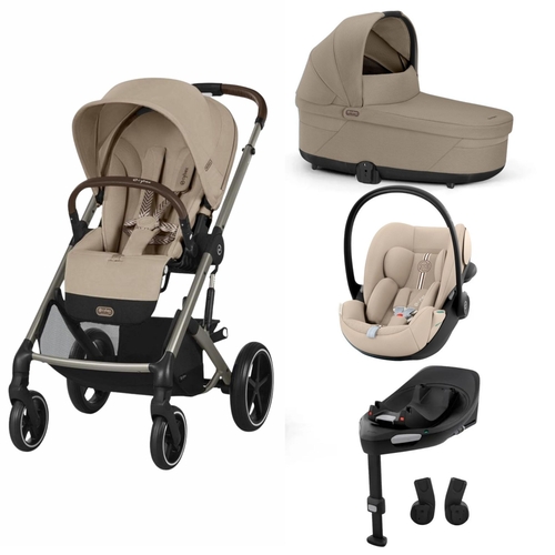 Trio Cybex Balios Taupe Carrinho, Alcofa, Cloud G Plus Almond Beige com Base G3 e Adapatdores