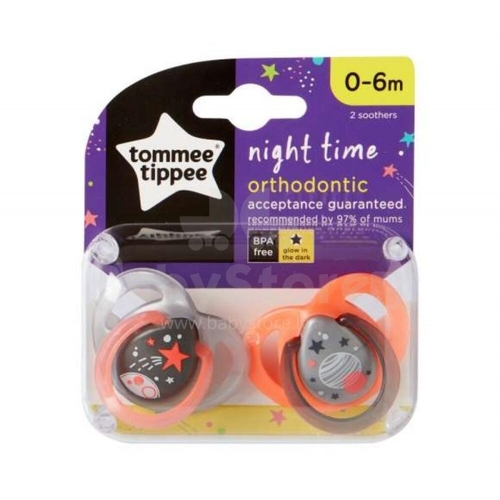 Pack 2 Chupetas Tommee Tippee Night Time 0-6m