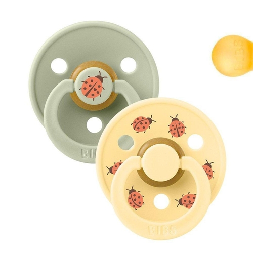 2 chupetas Bibs Colour Round Ladybug Sage Mix 0-6 m