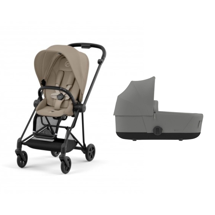 Pack Carrinho de Bebé Mios Cybex Matt Black com Seat Pack e Alcofa Mirage Grey - Cybex - PACKMIOS040-006