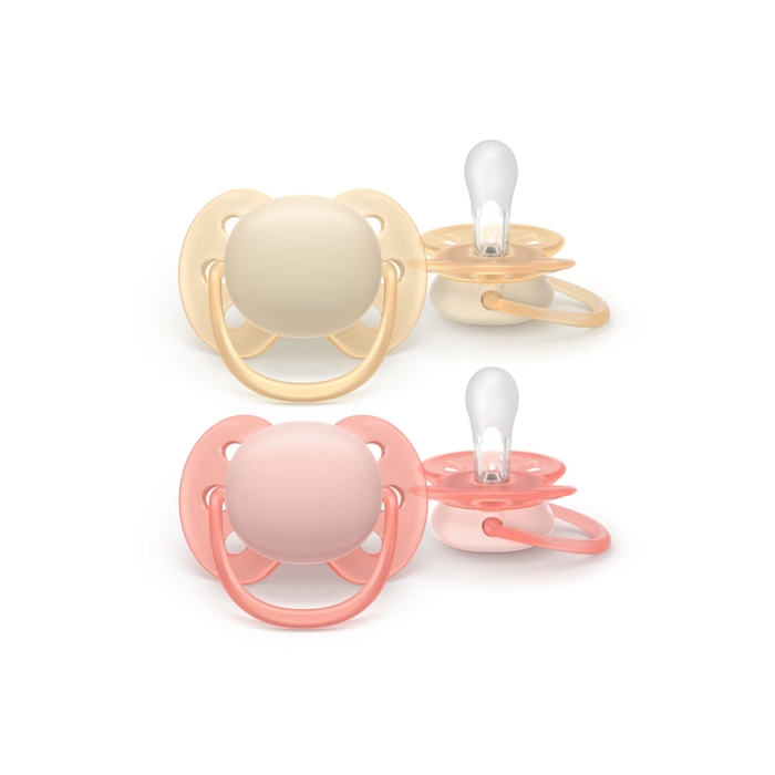 2 Chupetas Philips Avent Ultra Soft Lisa Menina 0-6m - Philips Avent - 8720689042895