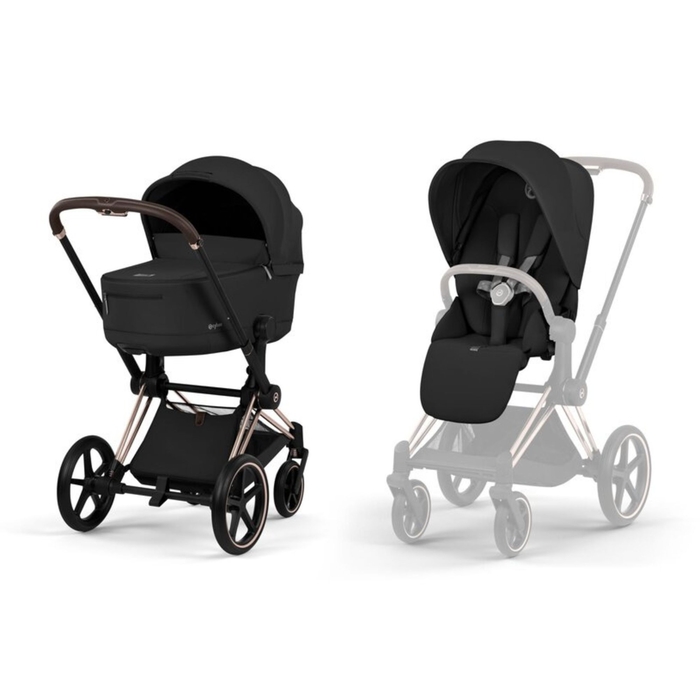 Carrinho de Bebé Cybex Priam Comfort Rosegold com Alcofa Dobrável - Cybex - 4063846549177