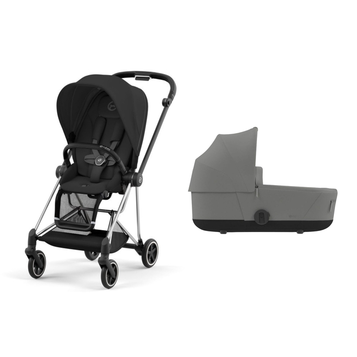 Pack Carrinho de Bebé Mios Cybex Chrome Black com Seat Pack e Alcofa Mirage Grey - Cybex - PACKMIOS038-001