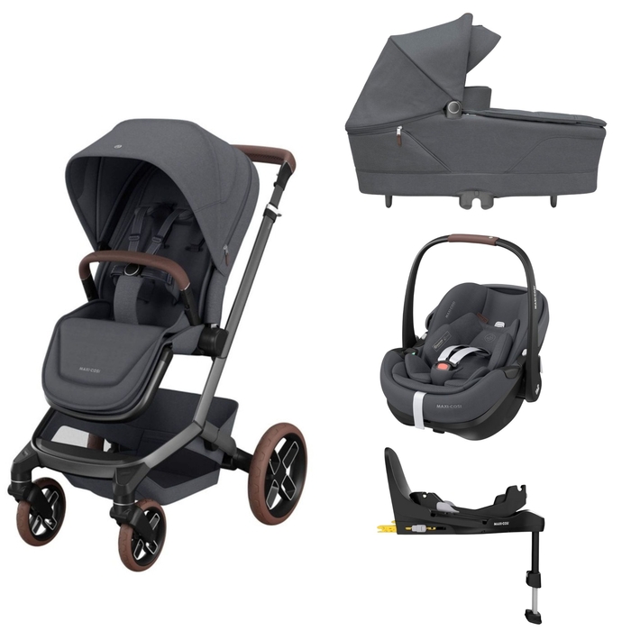 Carrinho de Bebé Maxi-Cosi Fame, Alcofa, Pebble 360 Pro 2 Twillic Black e Base Familyfix 360 Pro - Maxi-Cosi - PACKFAME002-006