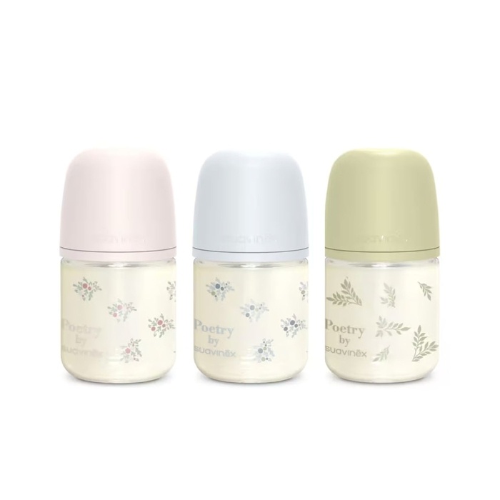 Biberão de Vidro Suavinex Poetry com Tetina SX Pro 120 ml - Suavinex - 8426420902908