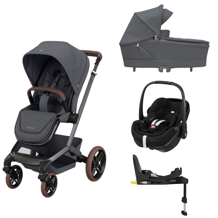 Carrinho de Bebé Maxi-Cosi Fame, Alcofa, Pebble 360 Pro 2 Twillic Black e Base Familyfix 360 Pro - Maxi-Cosi - PACKFAME002-004