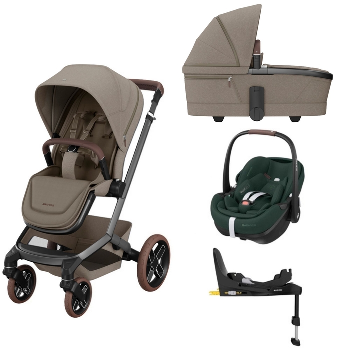Carrinho de Bebé Maxi-Cosi Fame, Alcofa, Pebble 360 Pro 2 Twillic Black e Base Familyfix 360 Pro - Maxi-Cosi - PACKFAME002-011