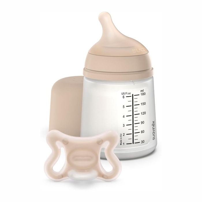 Conjunto Biberão e Chupeta Suavinex Fluxo Adaptável 180ml - Suavinex - 8426420084680