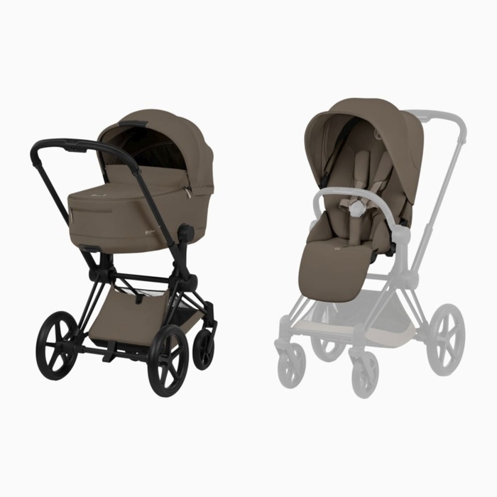 Carrinho de Bebé Cybex Priam Comfort Matt Black com Alcofa Dobrável - Cybex - 4063846585304