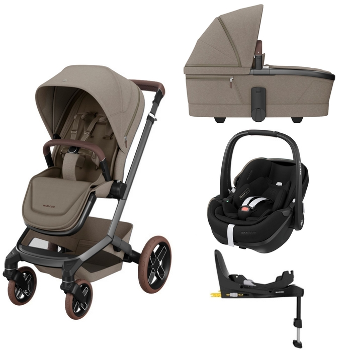 Carrinho de Bebé Maxi-Cosi Fame, Alcofa, Pebble 360 Pro 2 Twillic Black e Base Familyfix 360 Pro - Maxi-Cosi - PACKFAME002-010