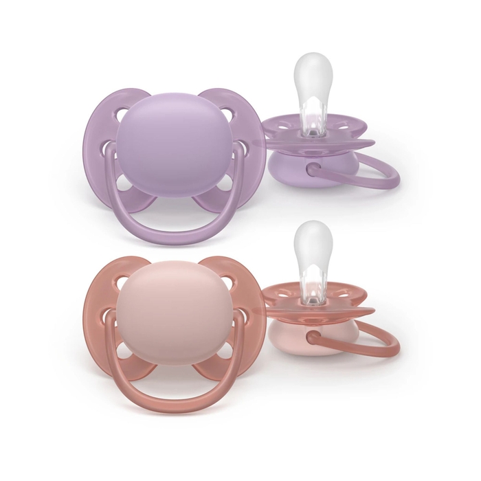 2 Chupetas Philips Avent Ultra Soft Lisa Menina 6-18m - Philips Avent - 8720689041706