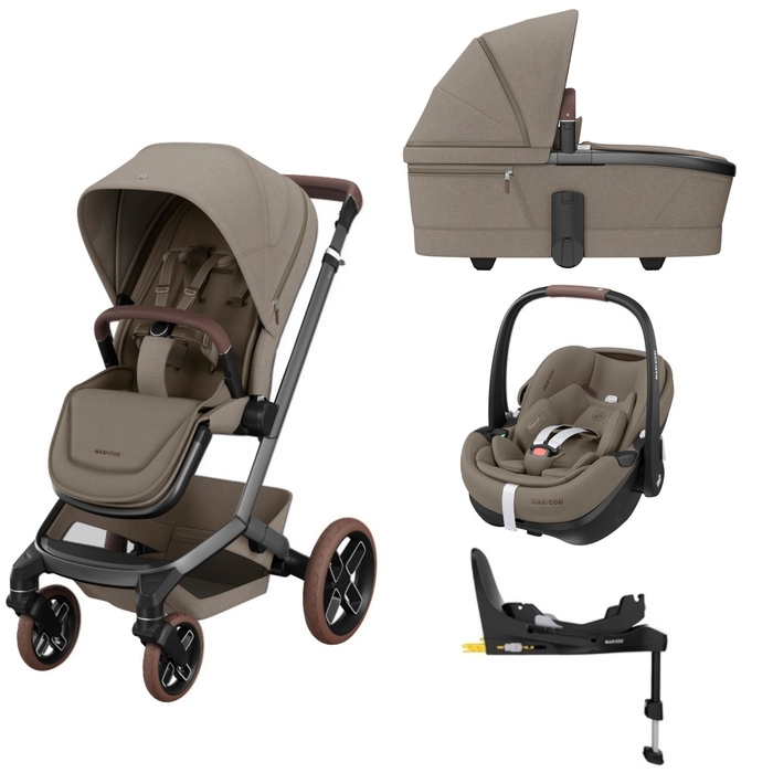 Carrinho de Bebé Maxi-Cosi Fame, Alcofa, Pebble 360 Pro 2 Twillic Black e Base Familyfix 360 Pro - Maxi-Cosi - PACKFAME002-013