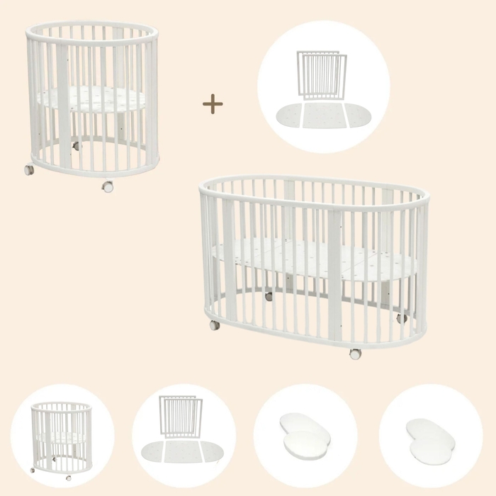 Berço Stokke Sleepi Mini com Kit de Extensão, Colchões e Lençóis White - Stokke - PACKSLEEPI004-003