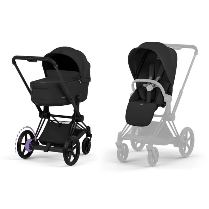 Carrinho de Bebé Cybex e-Priam Comfort Matt Black com Alcofa Dobrável - Cybex - 4063846549481
