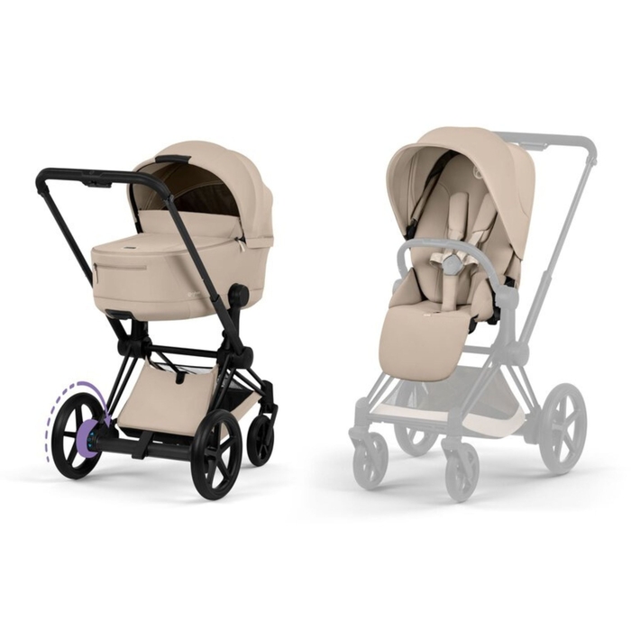 Carrinho de Bebé Cybex e-Priam Comfort Matt Black com Alcofa Dobrável - Cybex - 4063846549559