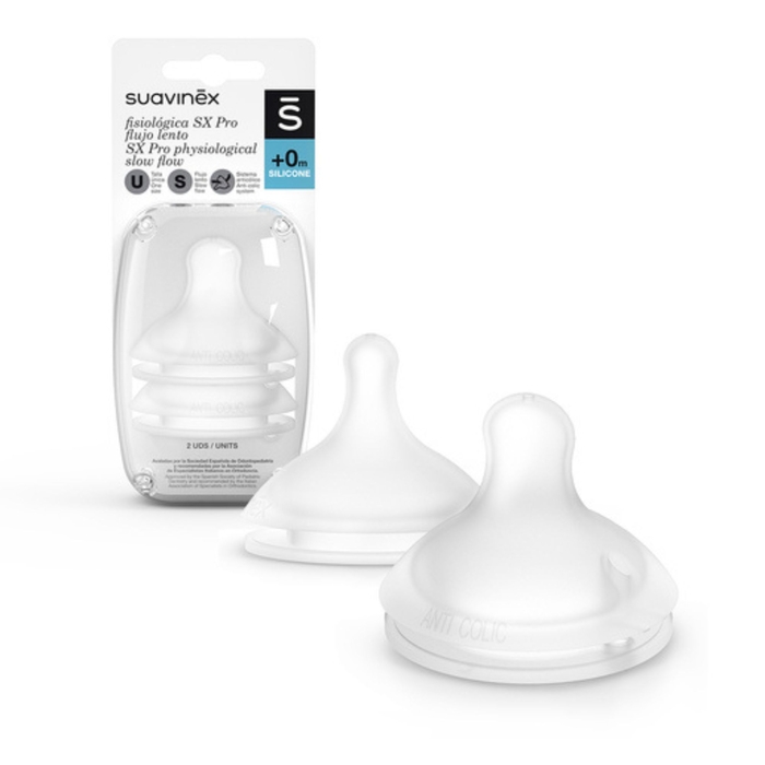 Tetina em Silicone Fisiológica Suavinex Fluxo Lento S - Suavinex - 8426420072205