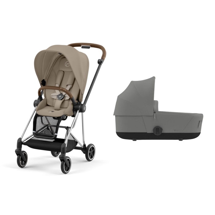 Pack Carrinho de Bebé Mios Cybex Chrome Brown com Seat Pack e Alcofa Mirage Grey - Cybex - PACKMIOS039-006