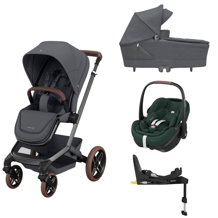 Carrinho de Bebé Maxi-Cosi Fame, Alcofa, Pebble 360 Pro 2 Twillic Black e Base Familyfix 360 Pro - Maxi-Cosi - PACKFAME002-005