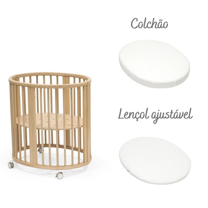 Mini Berço Stokke Sleepi Natural com Colchão e Lençol White - Stokke - PACKSLEEPI002-001