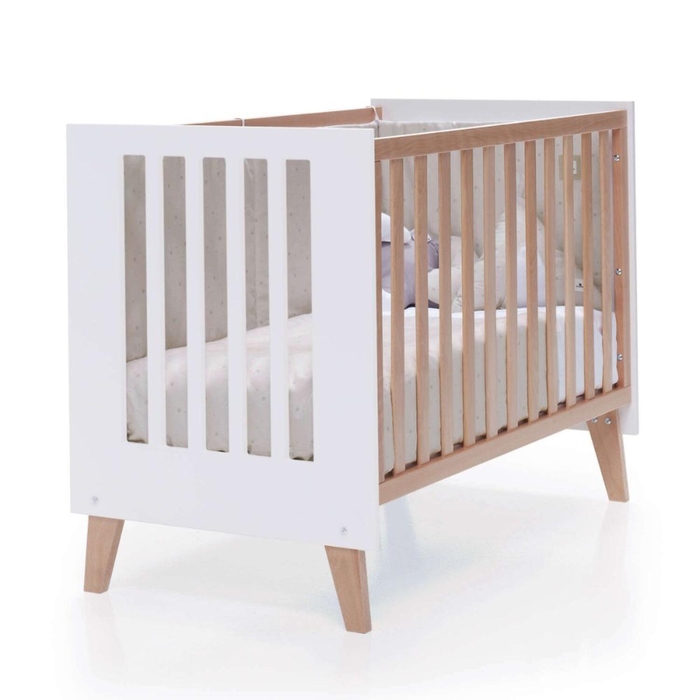 Berço Convertível Alondra Nexor Wood | White 4 em 1 com Kit Co-Sleeping e Têxteis - Alondra - NEXOR-K12-M7795-TX148