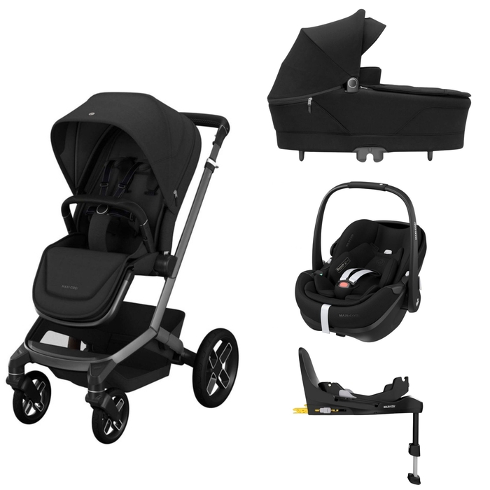 Carrinho de Bebé Maxi-Cosi Fame, Alcofa, Pebble 360 Pro 2 Twillic Black e Base Familyfix 360 Pro - Maxi-Cosi - PACKFAME002-001