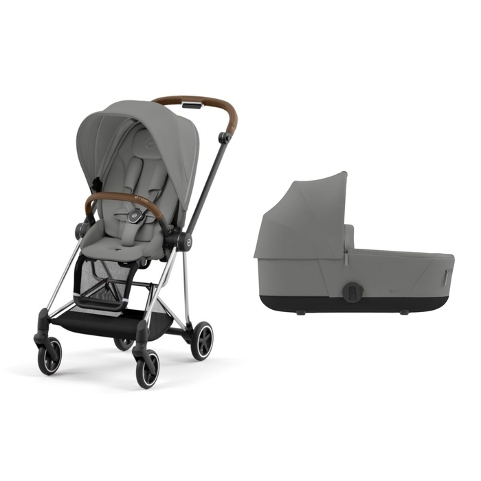Pack Carrinho de Bebé Mios Cybex Chrome Brown com Seat Pack e Alcofa Mirage Grey - Cybex - PACKMIOS039-002