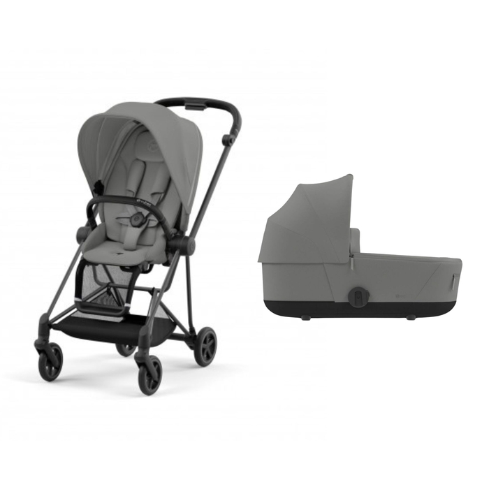 Pack Carrinho de Bebé Mios Cybex Matt Black com Seat Pack e Alcofa Mirage Grey - Cybex - PACKMIOS040-002