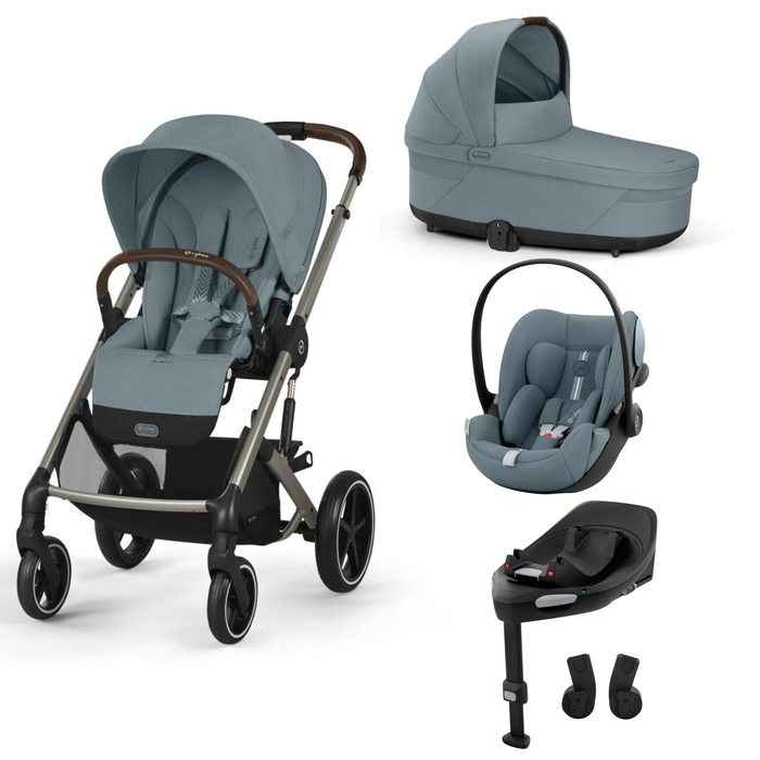 Trio Cybex Balios Taupe Carrinho, Alcofa, Cloud G Plus Stormy Blue com Base G e Adapatdores - Cybex - PACKBALIOS030-005