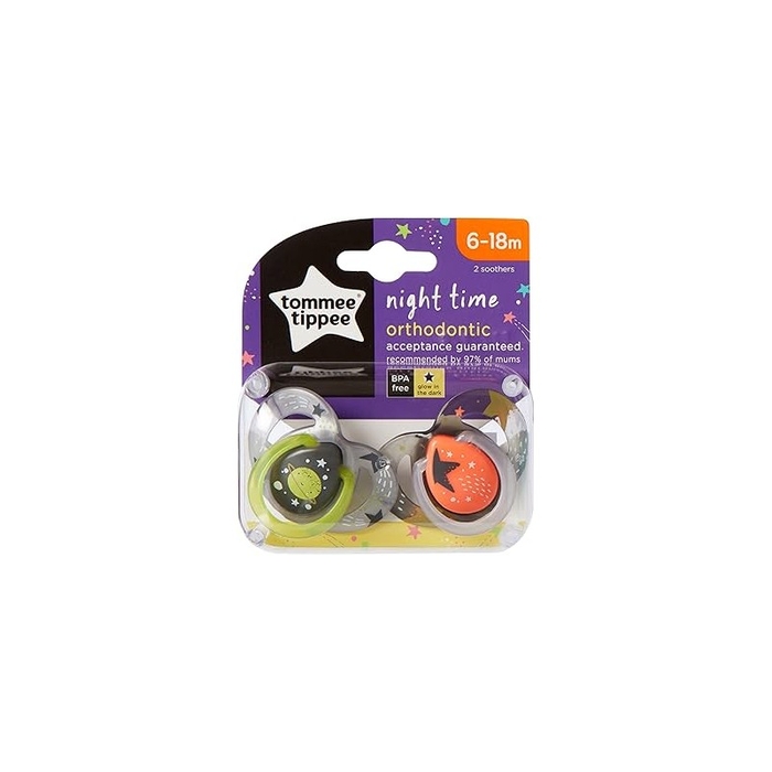 Pack 2 Chupetas Tommee Tippee Night Time 6-18m - Tommee Tippee - 5010415334749