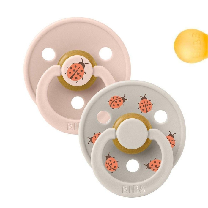 2 chupetas Bibs Colour Round Ladybug Blush Mix 0-6 m - Bibs - 5713795270620