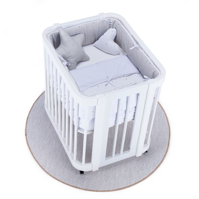 Mini Berço Convertível Alondra Crea Uno White com Colchão, Saco Cama e Protetor - Alondra - CREA1-K21-M1100-TX114