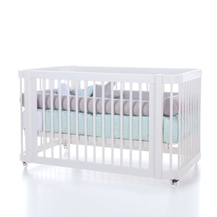 Berço Alondra Crea Due White 3 em 1 com Kit Co-Sleeping e Têxteis - Alondra - CREA2-K33-M1100-TX055