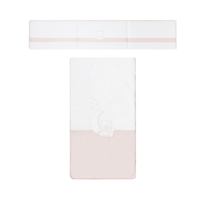 Colcha e Protetor Petit Praia Teddy Rosa - Petit Praia - 8438082912836