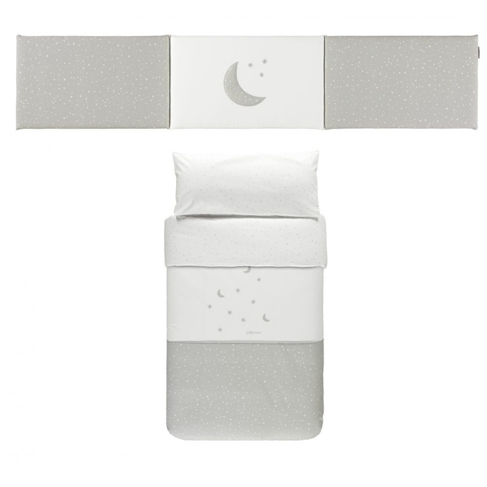 Capa de Edredão e Protetor de Berço Petit Praia Cosmos Gris - Petit Praia - 8438085221393