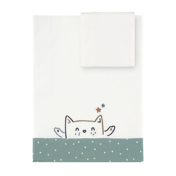 Lençóis Bordados Mini Berço Petit Praia Happy Cat - Petit Praia - 8438082984727