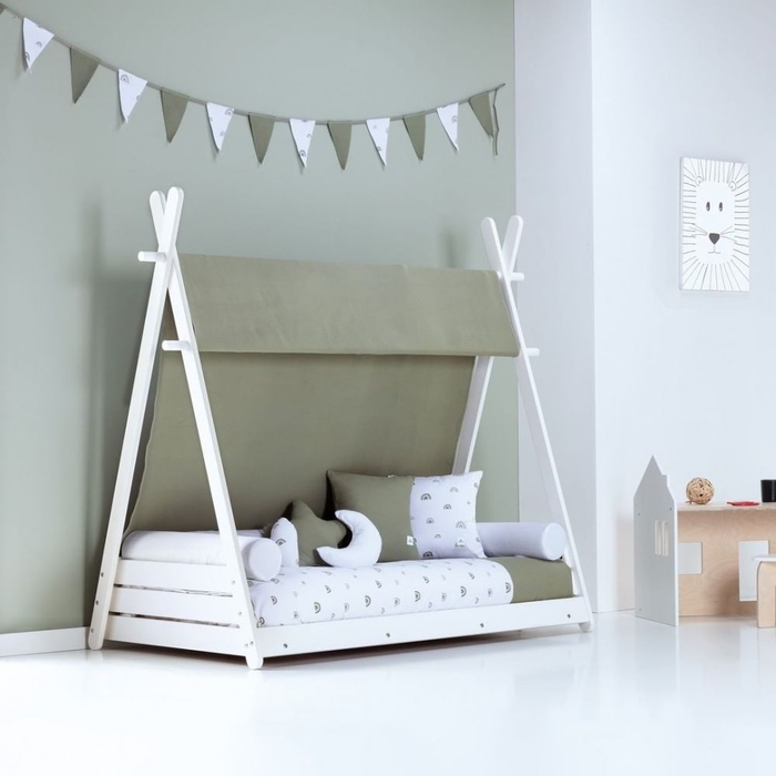 Cama Junior Alondra Montessori Homy White com Colchão e Edredão - Alondra - HOMY-12-TX127