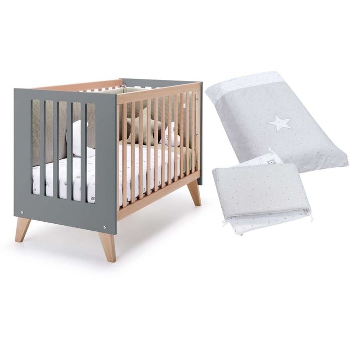 Berço Convertível Alondra Nexor Wood | Anthracite 4 em 1 com Têxteis - Alondra - NEXOR-K11-M5895-TX114