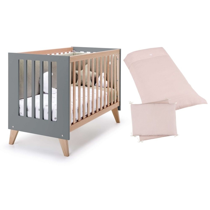 Berço Convertível Alondra Nexor Wood | Anthracite 4 em 1 com Têxteis - Alondra - NEXOR-K11-M5895-TX122