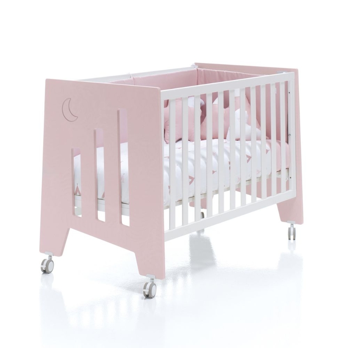 Berço Alondra Omni Pink 5 em 1 com Barra Infantil e Têxteis - Alondra - OMNI-K13-M7742-TX178
