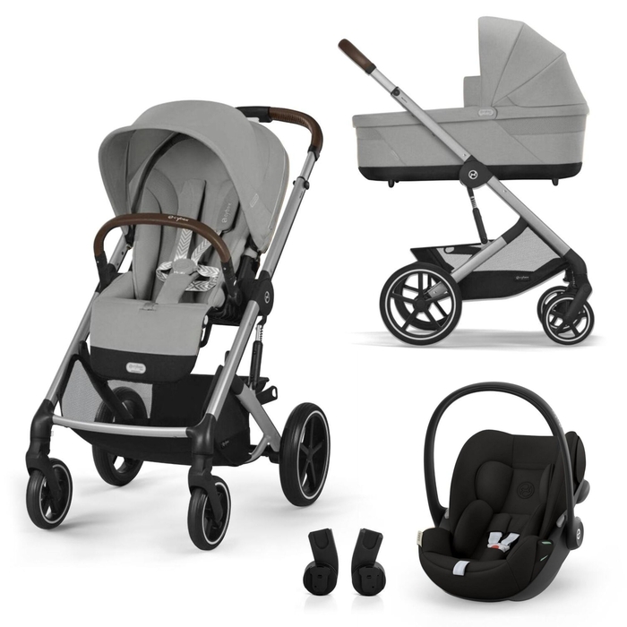 Carrinho, Alcofa Stone Grey, Cloud G Magic Black e Adaptadores Cybex Balios One Box - Cybex - PACKBALIOS027-001