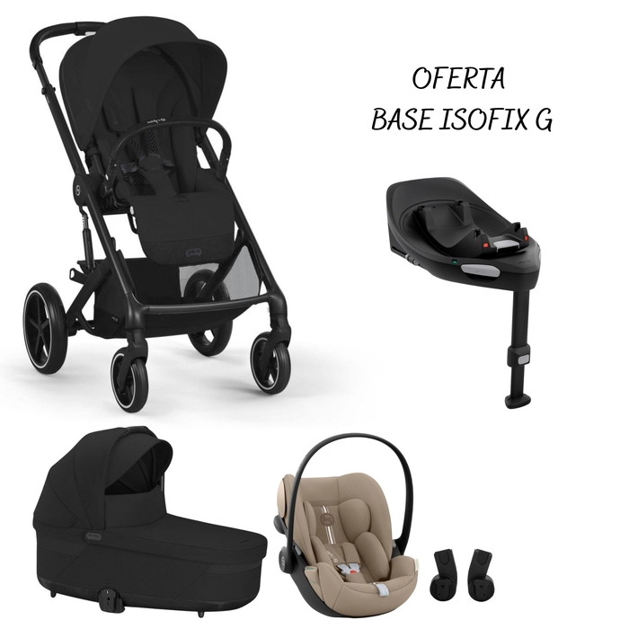 Carrinho de Bebé e Alcofa Cybex Balios Black com Cloud G Plus e Adaptadores com Oferta Base G - Cybex - PACKBALIOS028-004
