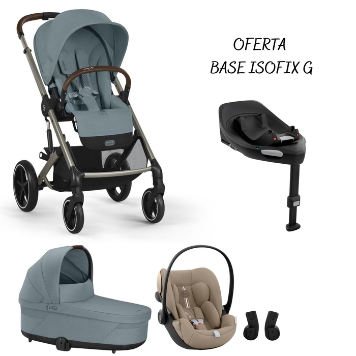 Carrinho de Bebé e Alcofa Cybex Balios Taupe com Cloud G Plus e Adaptadores com Oferta Base G - Cybex - PACKBALIOS030-004