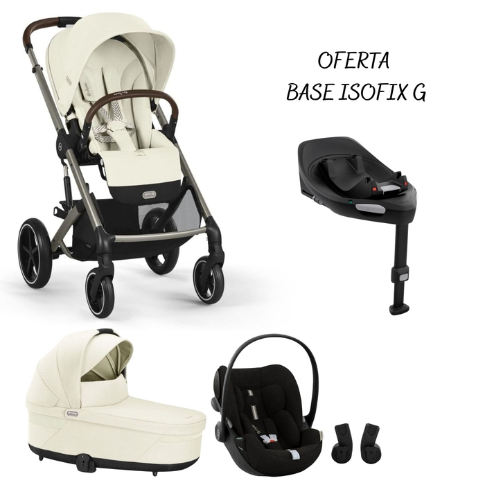 Carrinho de Bebé e Alcofa Cybex Balios Taupe com Cloud G Plus e Adaptadores com Oferta Base G - Cybex - PACKBALIOS030-006