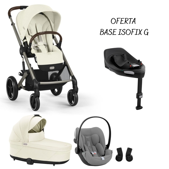 Carrinho de Bebé e Alcofa Cybex Balios Taupe com Cloud G Plus e Adaptadores com Oferta Base G - Cybex - PACKBALIOS030-007