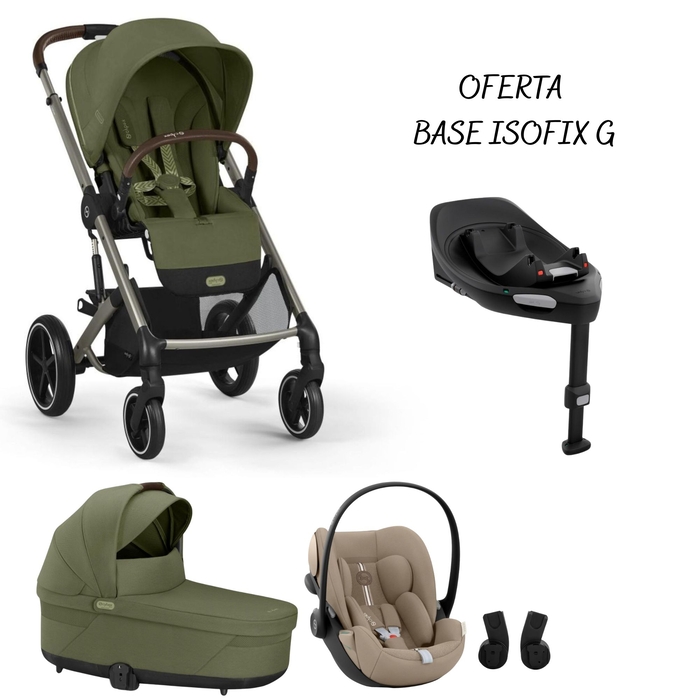 Carrinho de Bebé e Alcofa Cybex Balios Taupe com Cloud G Plus e Adaptadores com Oferta Base G - Cybex - PACKBALIOS030-019