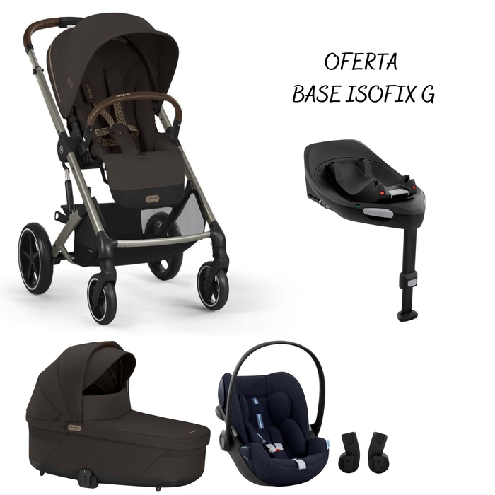 Carrinho de Bebé e Alcofa Cybex Balios Taupe com Cloud G Plus e Adaptadores com Oferta Base G - Cybex - PACKBALIOS030-023