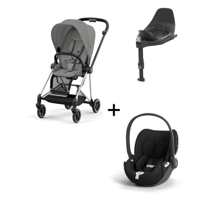 Carrinho de Bebé Mios Chrome Black, Babycoque Cloud T i-Size e Base T i-Size Cybex - Cybex - PACKMIOS002-004